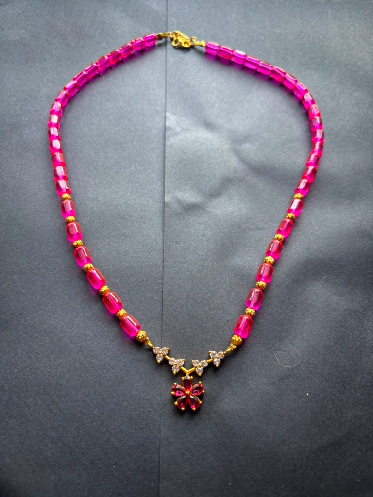 Pink AD Stone Pendant Chain