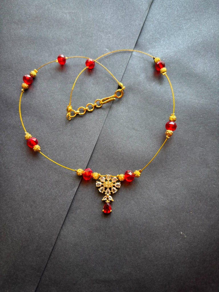 Red AD Stone Invisible Chain